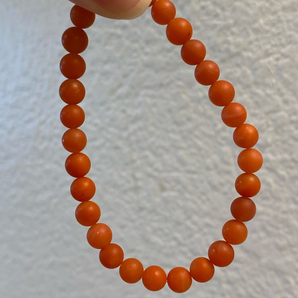 Certified Nanhong Red Agate Bracelet | ~6mm Beads